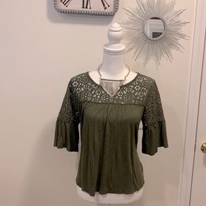 a.n.a Lace flutter sleeve crop top